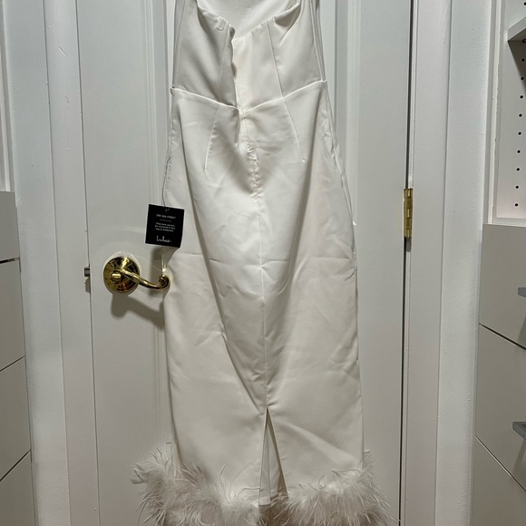 Lulu’s Feather Late Than Never White Strapless Feather Midi Dress - size S, NWT - Picture 5 of 6